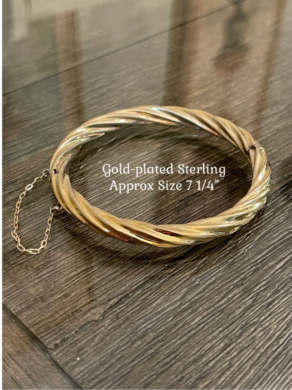Vintage Gold-plated Sterling Silver Twisted Hinged Bangle Bracelet